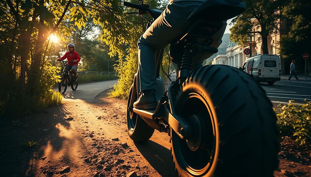 fat scooter on trails and city streets fat scooter on trails and city streets