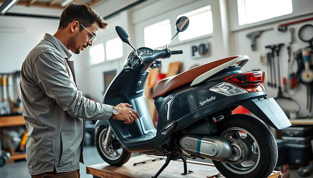 inspecting a pre-owned scooter