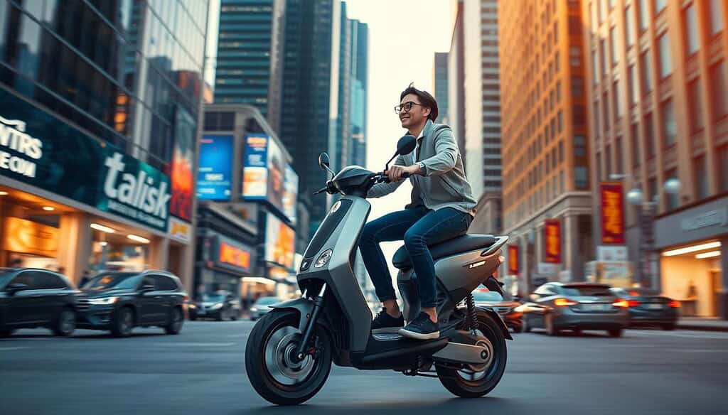 urban electric scooter ride